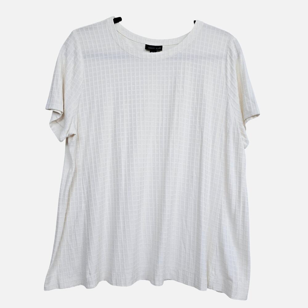 J.Jill Wearever Collection Ivory Waffle Knit L Soft Stretchy Comfy Closet Staple